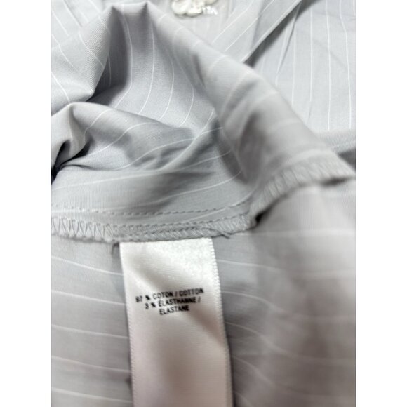 Jacob Womens Medium Grey White Striped Button Up Casual Dress Shirt Top New - Picture 7 of 8